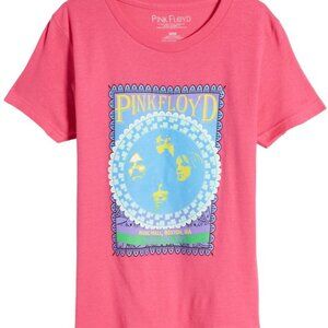 PINK FLOYD Boston Graphic T-Shirt Cotton Pink Kids Unisex Size L 14-16